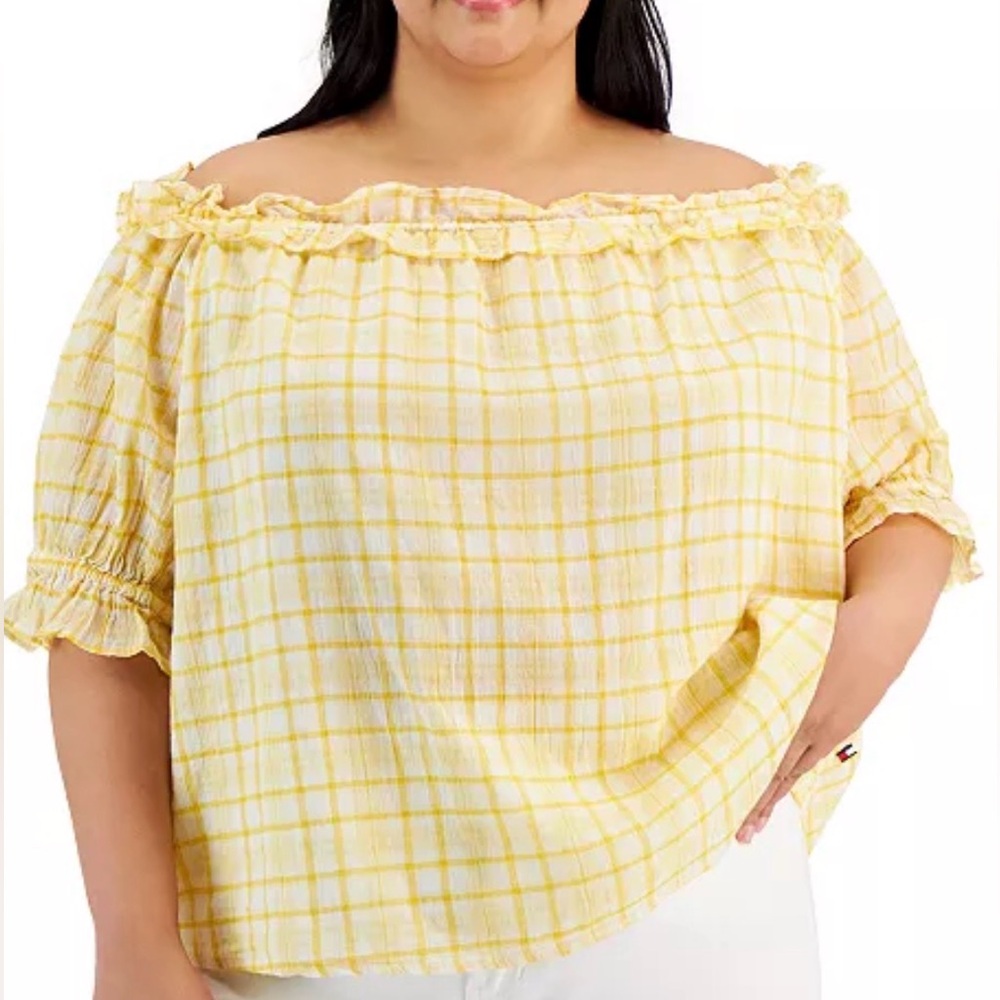 Tommy Hilfiger, XXL, yellow, off the shoulder top